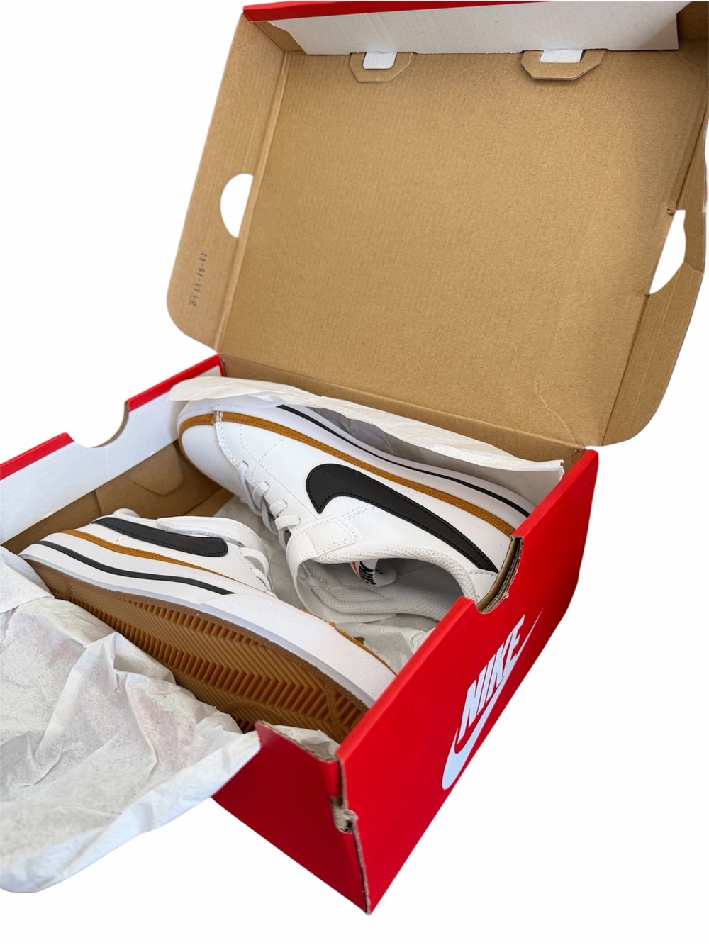 Nike Court Legacy Sneakers DA5381-102 White/Black/Gum Leather Kids Boy Size 2.5Y - Picture 5 of 8